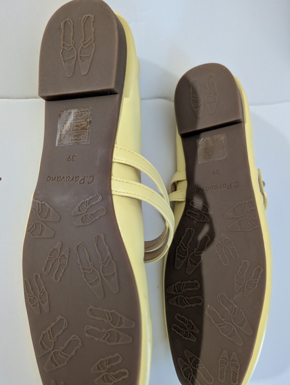 Women's Yellow Double-Strap Mary Jane Flats C. Paravano - Picture 2 of 7